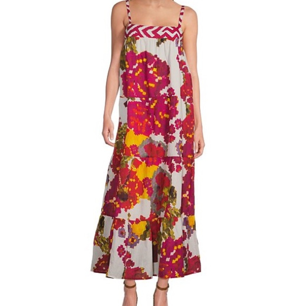 Red and Yellow Spaghetti Strap Sundress Maxi - Picture 3 of 7